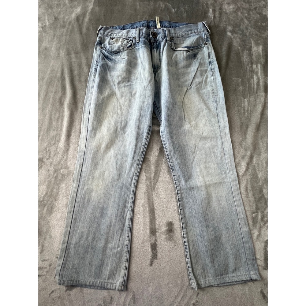 Guess Falcon Slim Boot Jeans Mens 36 x 30 Light Wash Blue Denim MB010603AB0
